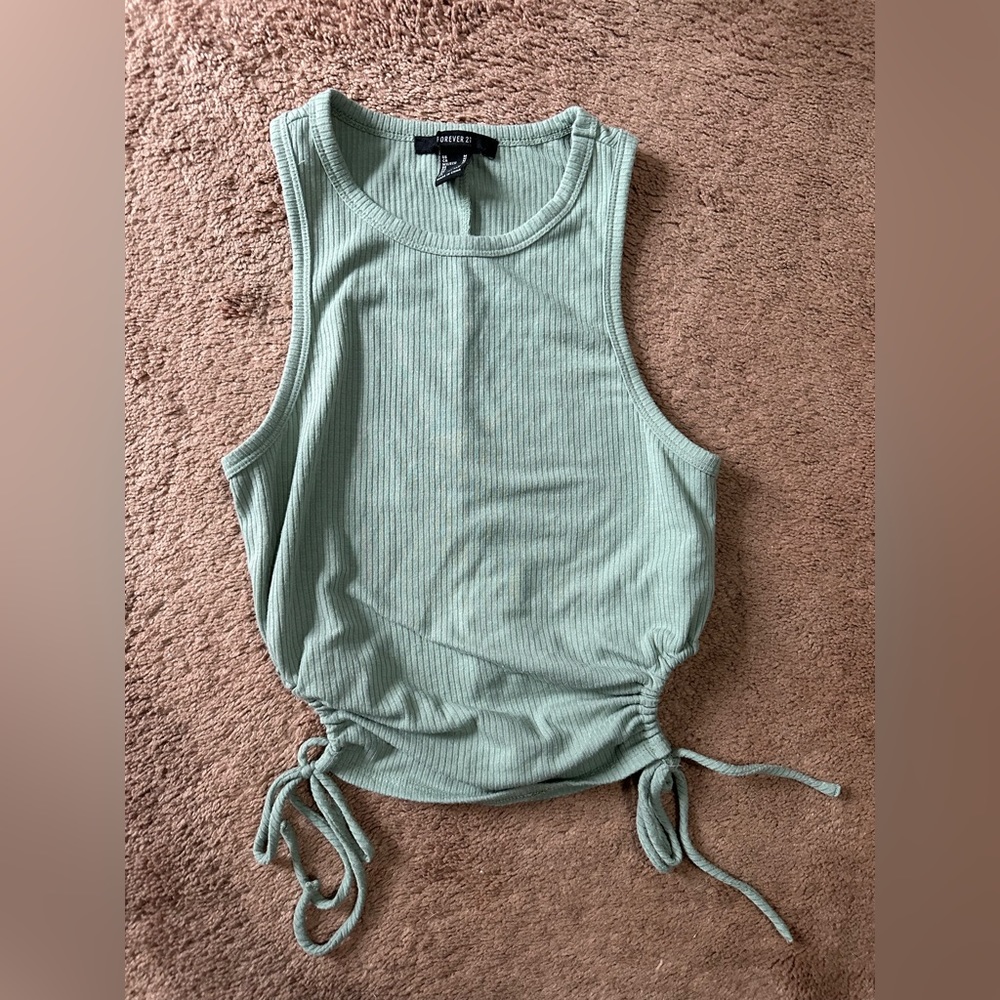 Forever 21 tank with side cut outs size medium olive green